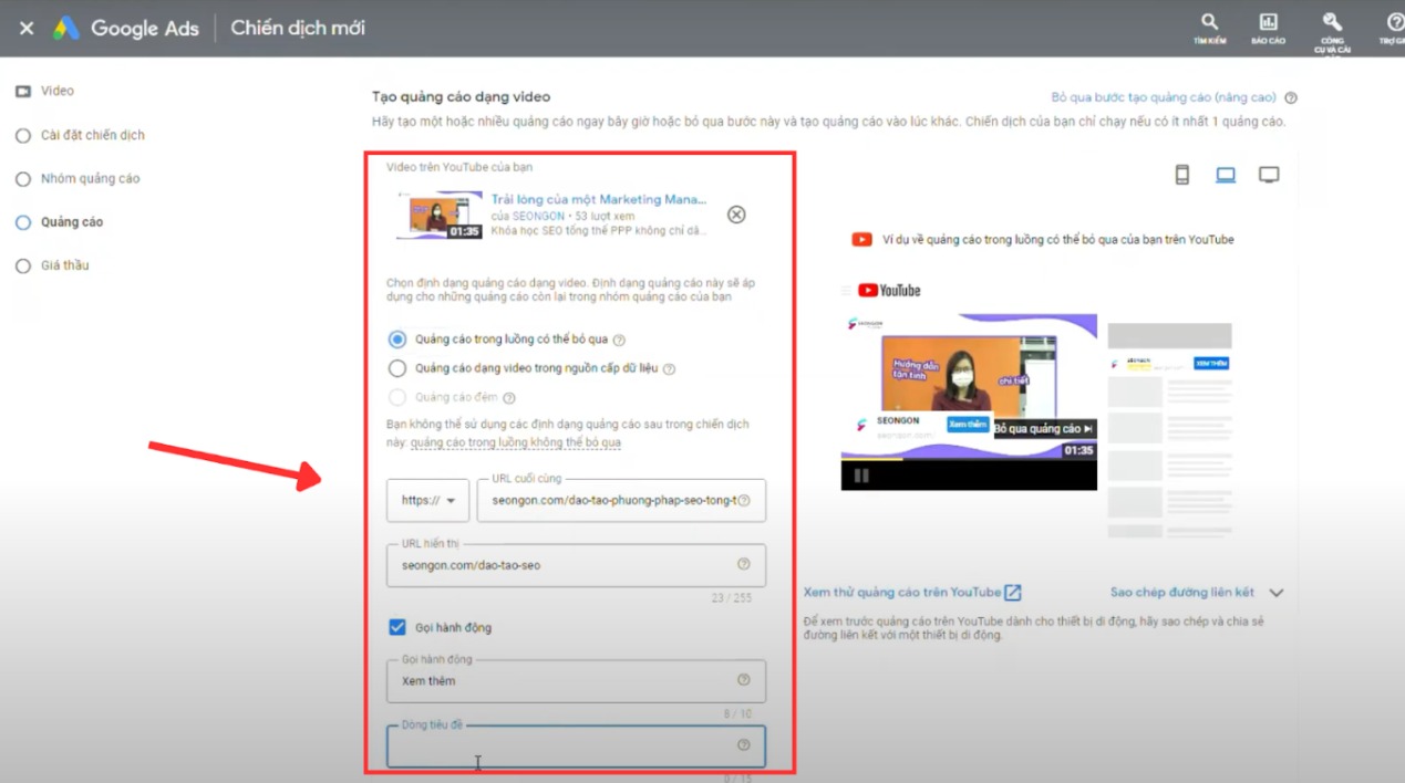 cách chạy quảng cáo video trên youtube