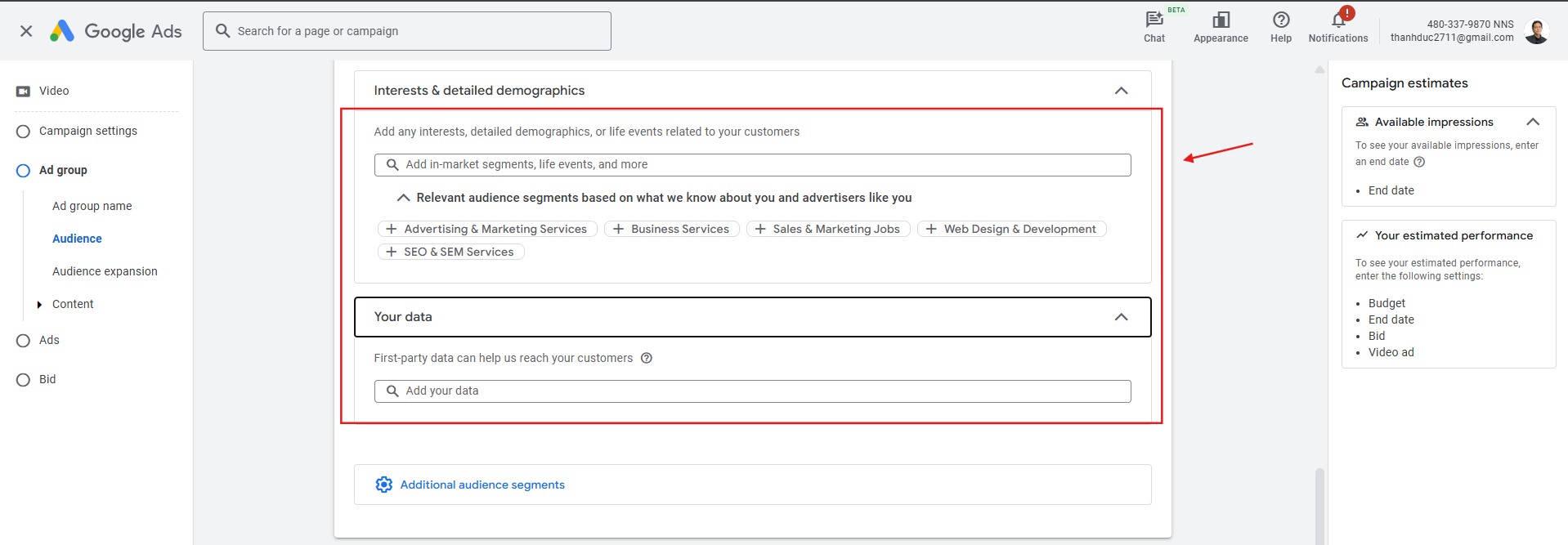 Chọn đối tượng cho quảng cáo youtube
