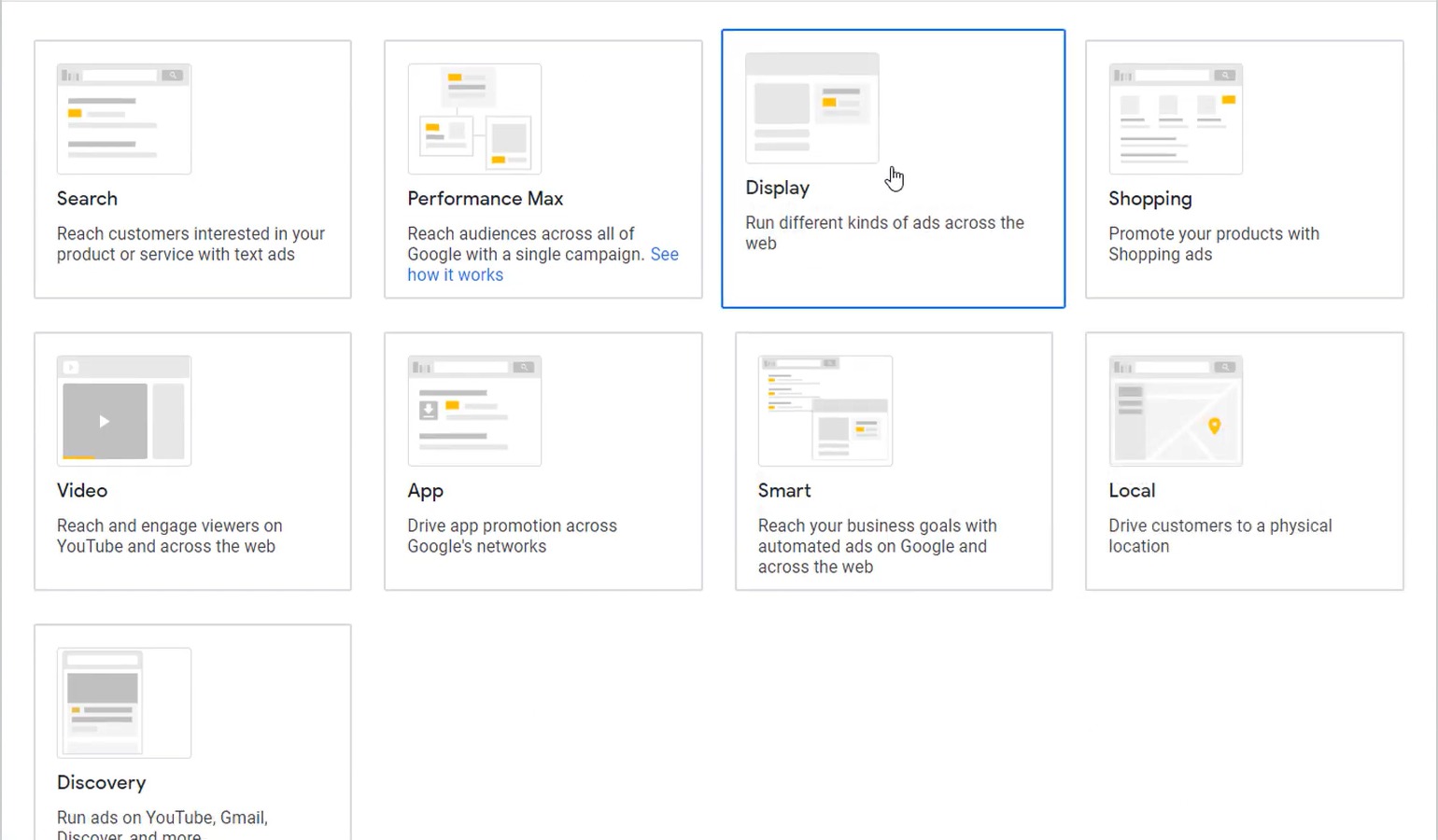 chọn loại hiển thị display
