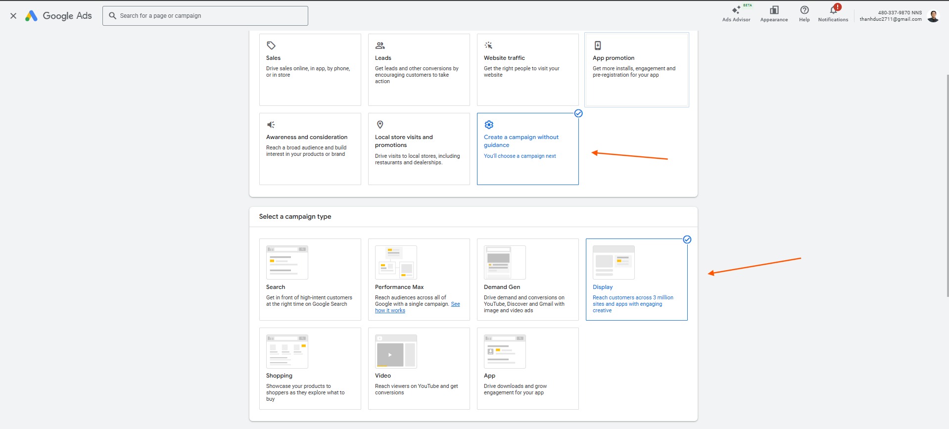 Chọn mục tiêu chiến dịch GDN