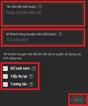 Liên kết YouTube với tài khoản Google Ads