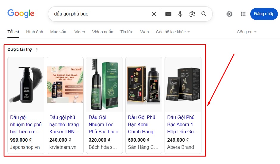Quảng cáo mua sắm (Google Shopping)