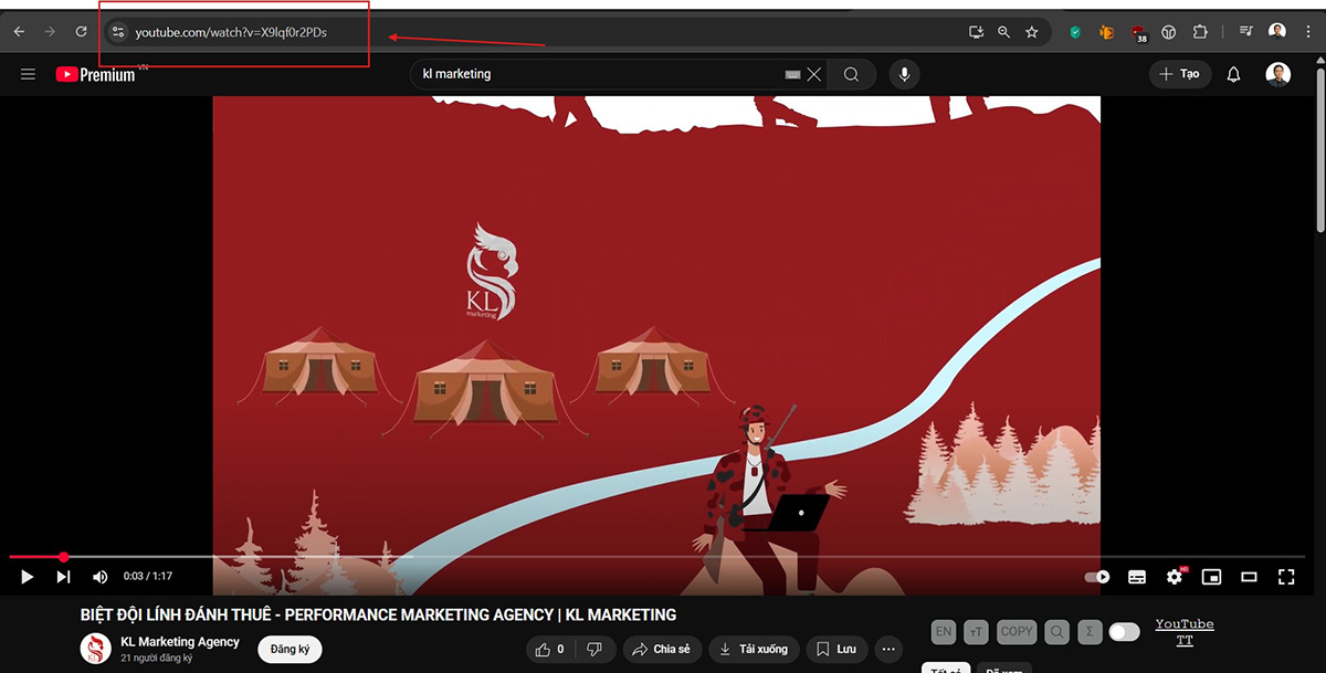 video quảng cáo đã được xuất hiện